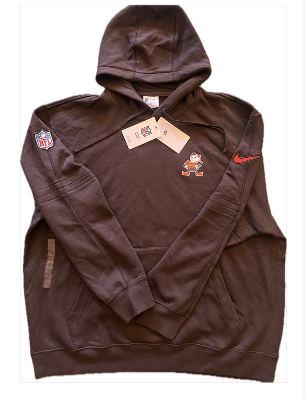Nike Brown Cleveland Browns Pullover Hoodie with Orange Swoosh